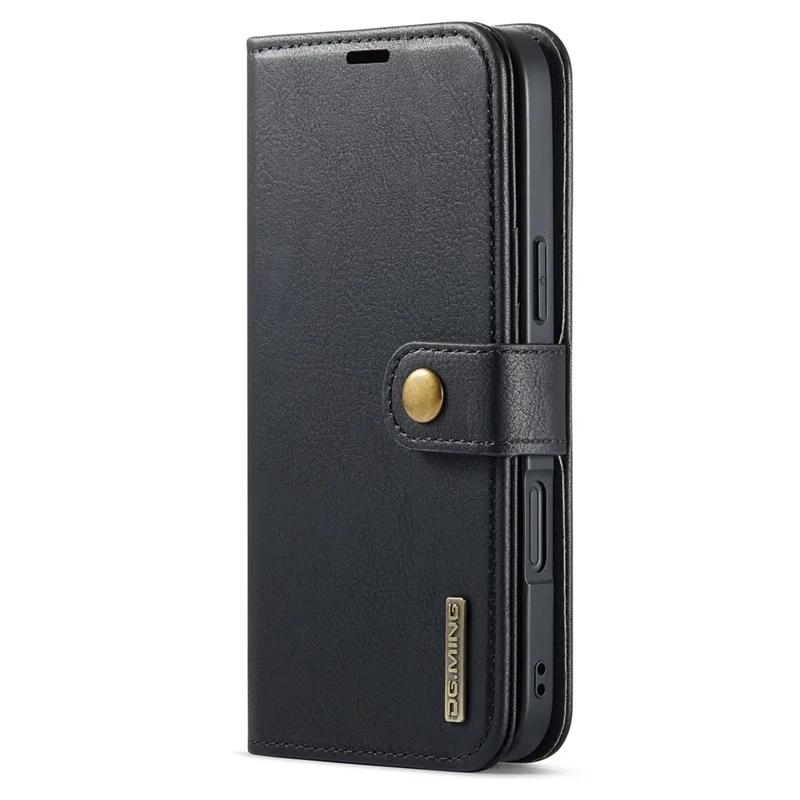 DG.MING for iPhone 16 Plus Case Detachable Split Leather Phone Cover - Black - 9