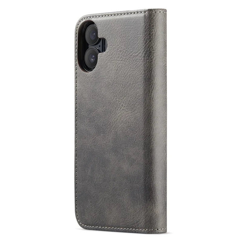 DG.MING for iPhone 16 Case Detachable Split Leather Phone Cover - Grey - 10