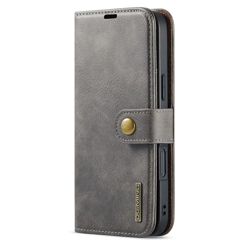 DG.MING for iPhone 16 Case Detachable Split Leather Phone Cover - Grey - 9