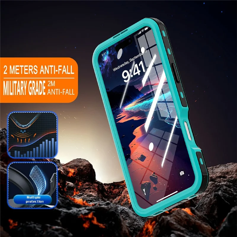 REDPEPPER D-UP Series For iPhone 16 Plus Case IP68 Waterproof Clear Back Panel Phone Cover Compatible with MagSafe - Blue - 6