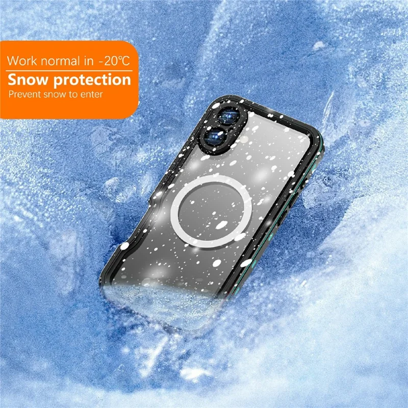 REDPEPPER D-UP Series For iPhone 16 Plus Case IP68 Waterproof Clear Back Panel Phone Cover Compatible with MagSafe - Blue - 8