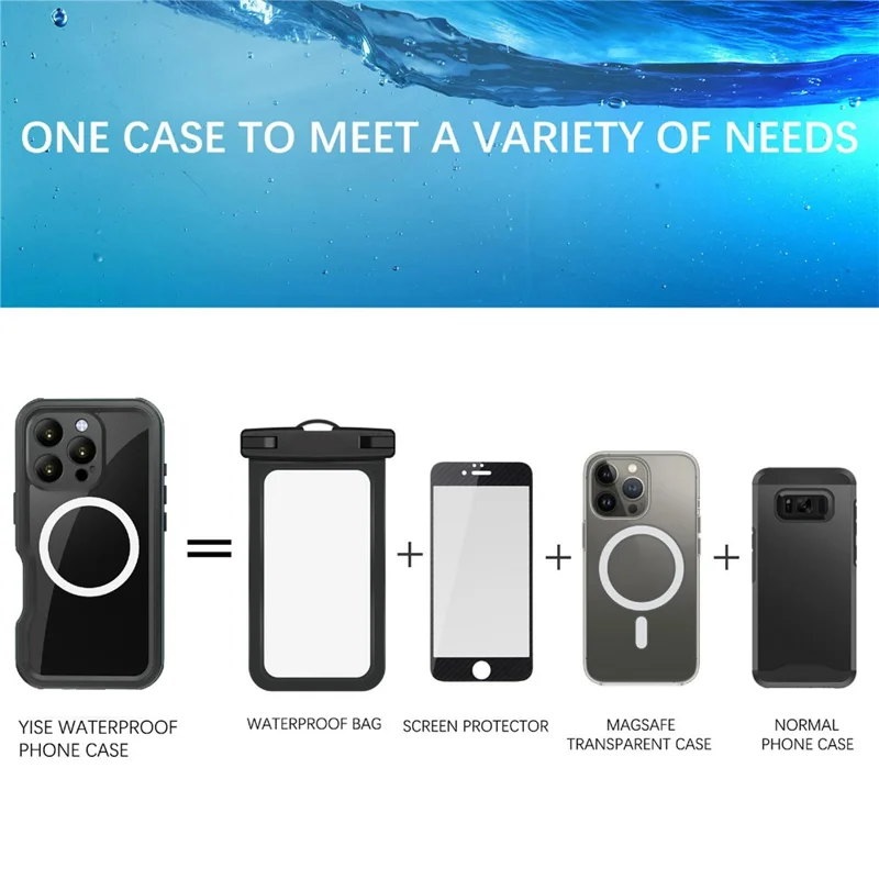 REDPEPPER D-UP Series For iPhone 16 Pro Case IP68 Waterproof Clear Back Panel Phone Cover Compatible with MagSafe - Black - 8