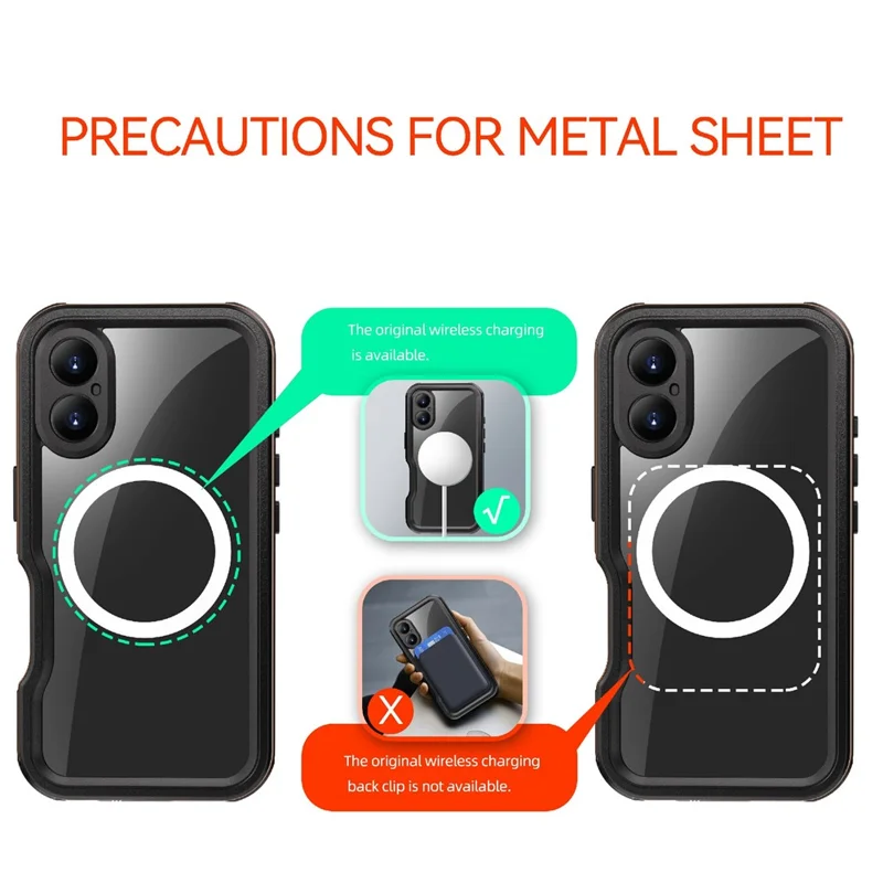 REDPEPPER D-UP Series For iPhone 16 Case IP68 Waterproof Clear Back Panel Phone Cover Compatible with MagSafe - Blue - 10