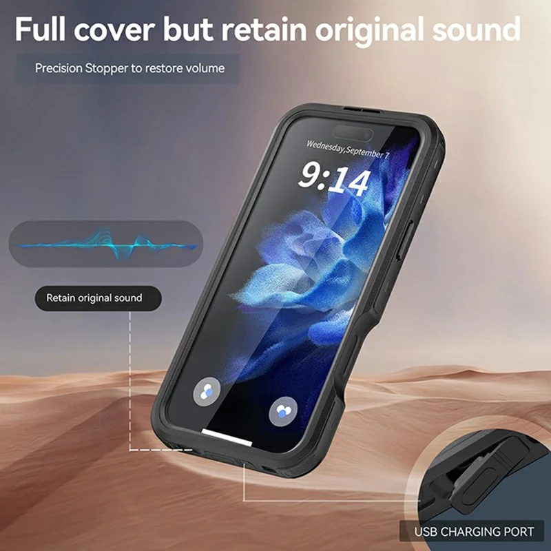 REDPEPPER D-UP Series For iPhone 16 Pro Max Case IP68 Waterproof Clear Back Panel Phone Cover Compatible with MagSafe - Black - 4