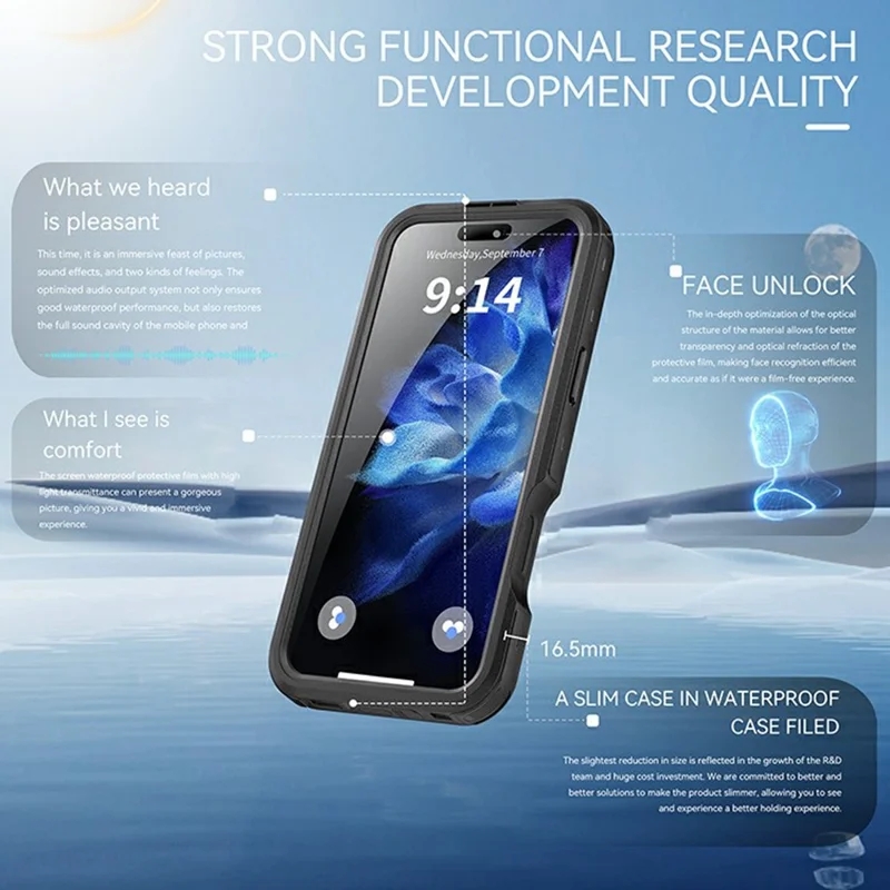 REDPEPPER D-UP Series For iPhone 16 Pro Max Case IP68 Waterproof Clear Back Panel Phone Cover Compatible with MagSafe - Black - 5