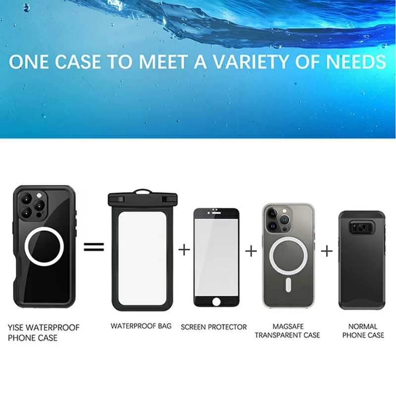 REDPEPPER D-UP Series For iPhone 16 Pro Max Case IP68 Waterproof Clear Back Panel Phone Cover Compatible with MagSafe - Black - 9