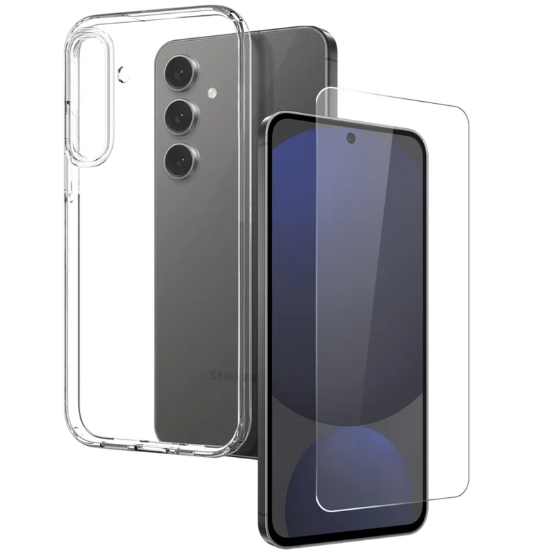 NORTHJO For Samsung Galaxy S25 TPU Phone Case+Tempered Glass Film (Support Fingerprint Unlock) - Transparent - 1