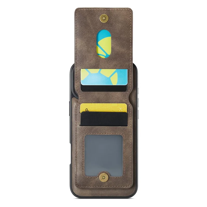 MAGKING K1 Series For iPhone 16 Magnetic Case PC+TPU+PU Phone Cover with Card Holder Kickstand - Coffee - 5