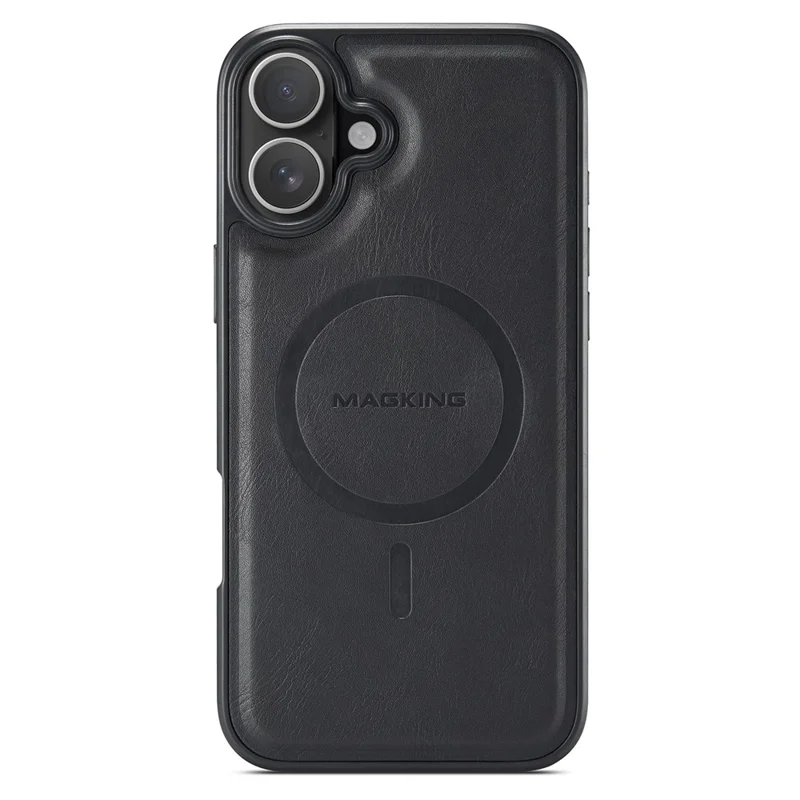 MAGKING K1 Series For iPhone 16 Magnetic Case PC+TPU+PU Leather Phone Cover - Black - 2