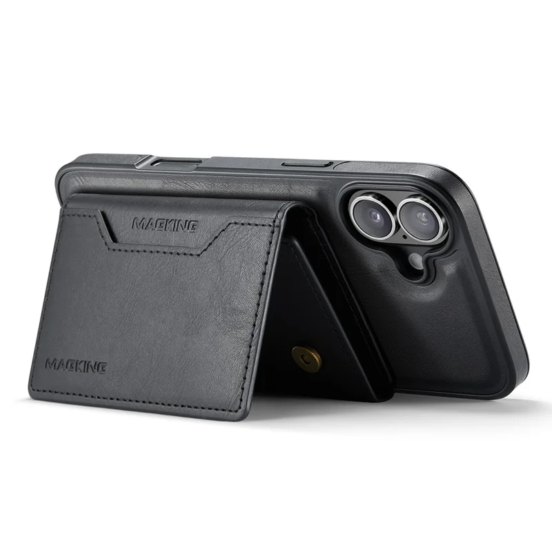 MAGKING K2 Series For iPhone 16 Case Compatible with MagSafe PC+TPU+PU Phone Cover - Black - 4