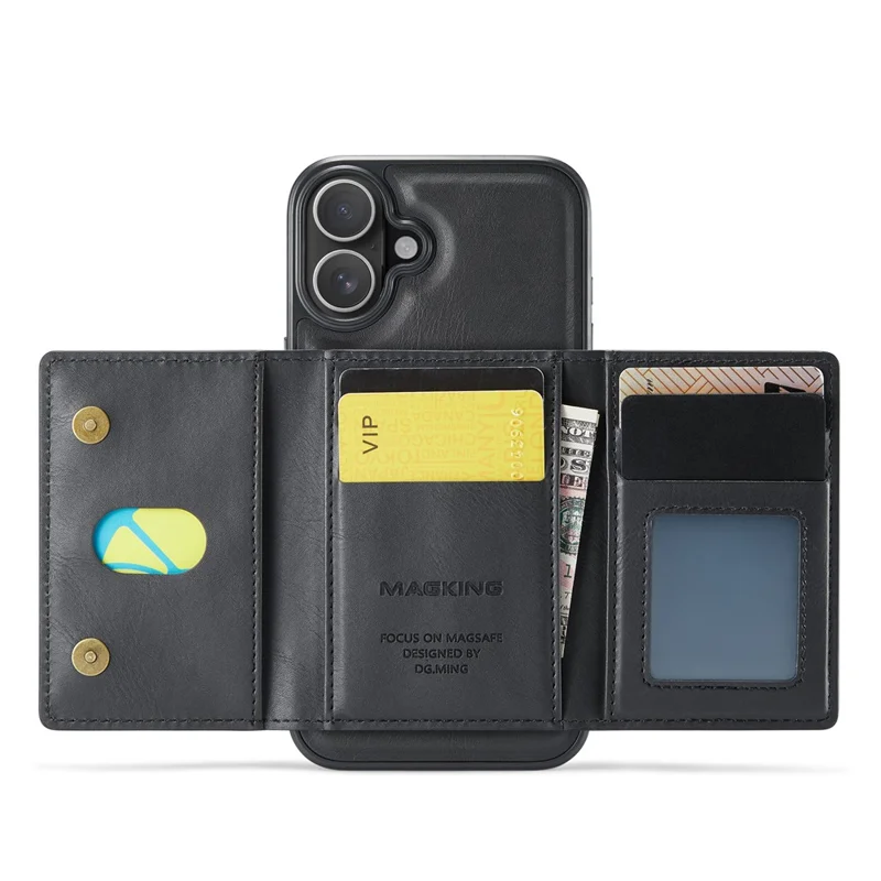 MAGKING K2 Series For iPhone 16 Case Compatible with MagSafe PC+TPU+PU Phone Cover - Black - 6