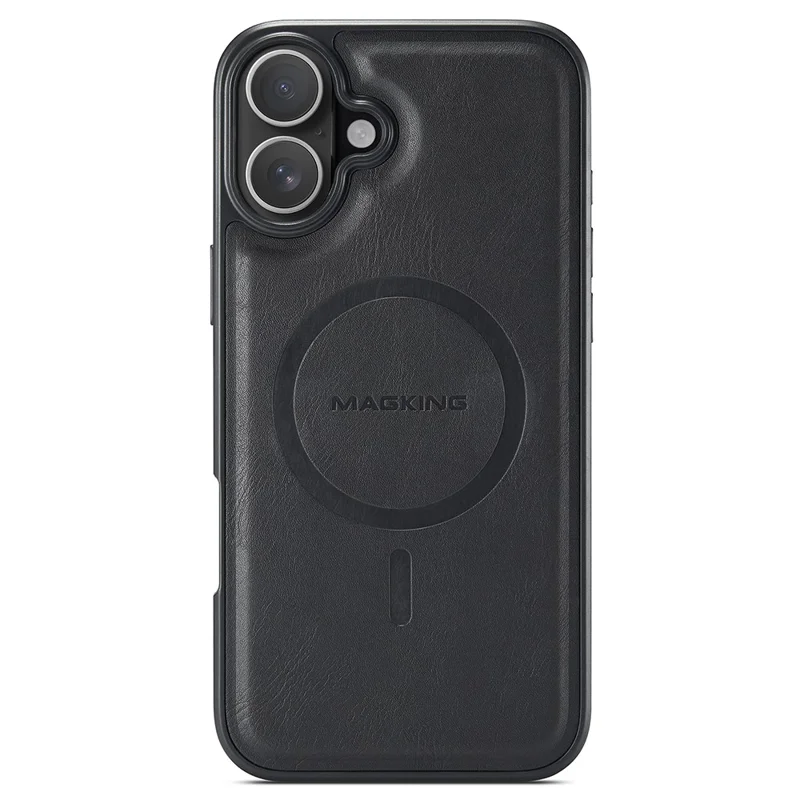 MAGKING K2 Series For iPhone 16 Case Compatible with MagSafe PC+TPU+PU Phone Cover - Black - 7
