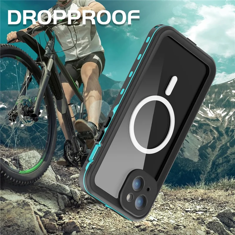 REDPEPPER Dot+ Series For iPhone 15 Plus Phone Case Compatible with MagSafe IP68 Waterproof Clear Phone Cover - Blue - 8