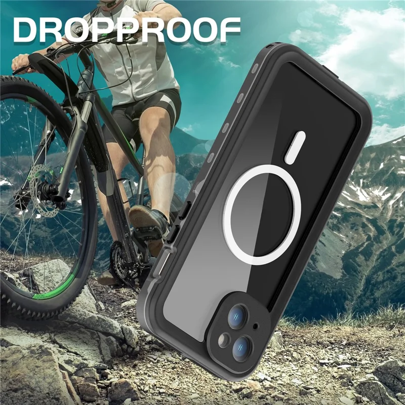 REDPEPPER Dot+ Series For iPhone 15 Phone Case Compatible with MagSafe IP68 Waterproof Clear Phone Cover - Black - 8