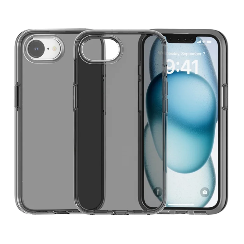 For iPhone 17e / 16e Case Thickened Shockproof TPU+PC Clear Back Cover - Transparent Grey - 6