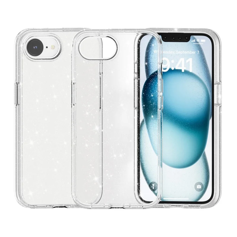 For iPhone 17e / 16e Case Thickened Shockproof TPU + PC Glitter Back Cover - White - 6
