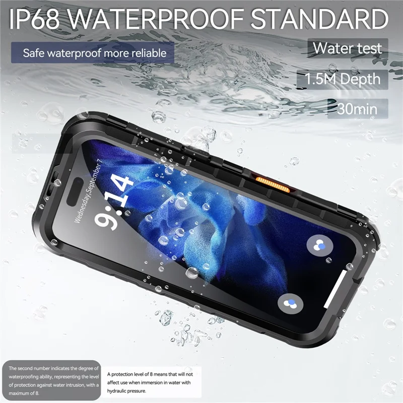 SHELLBOX M Series For iPhone 16 IP68 Waterproof Case Metal Diving Phone Cover Compatible with MagSafe - Black - 10