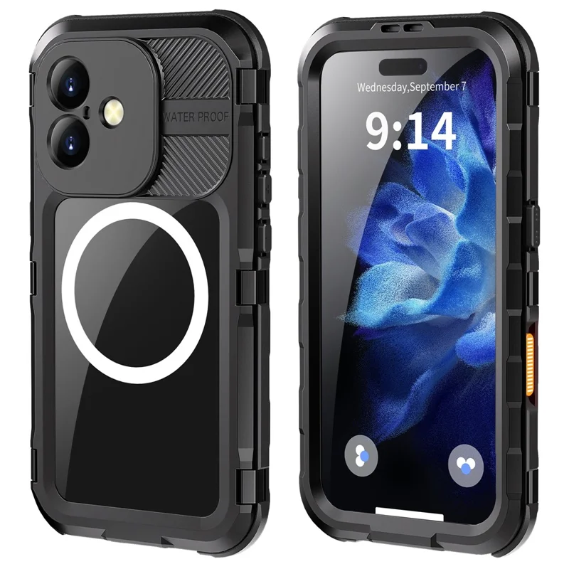 SHELLBOX M Series For iPhone 16 IP68 Waterproof Case Metal Diving Phone Cover Compatible with MagSafe - Black - 2