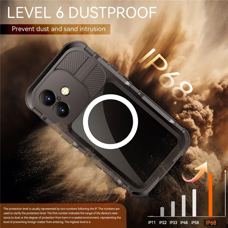 SHELLBOX M Series For iPhone 16 IP68 Waterproof Case Metal Diving Phone Cover Compatible with MagSafe - Black - 8
