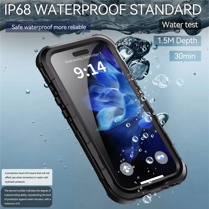 SHELLBOX M Series For iPhone 16 Pro IP68 Waterproof Case Metal Diving Phone Cover Compatible with MagSafe - Black - 12