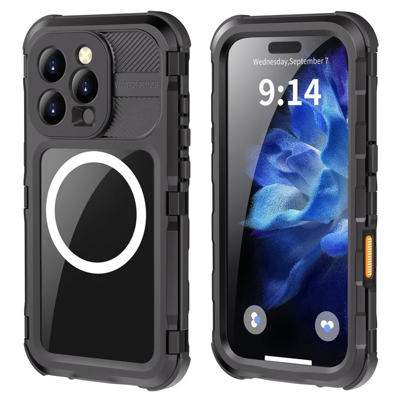 SHELLBOX M Series For iPhone 16 Pro IP68 Waterproof Case Metal Diving Phone Cover Compatible with MagSafe - Black - 2