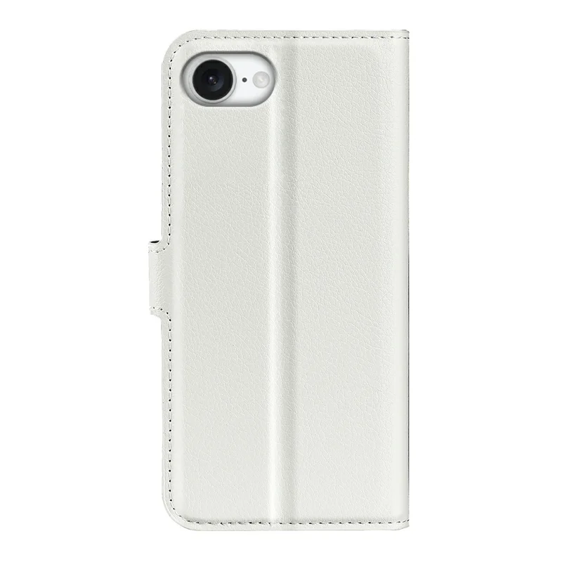 For iPhone 17e / 16e Case Litchi Texture Shockproof Leather Wallet Phone Cover - White - 6