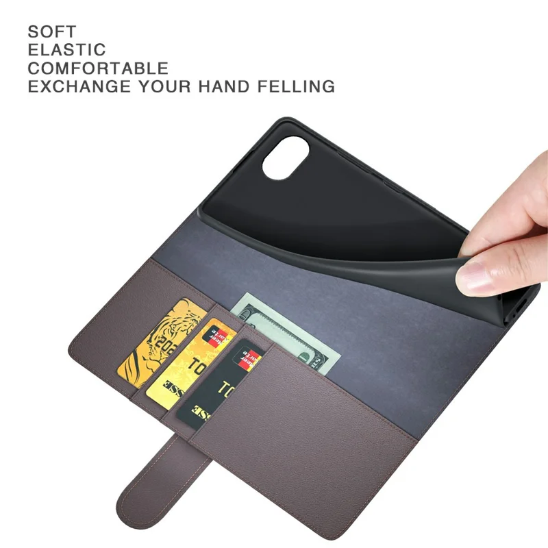 For iPhone 17e / 16e Case Genuine Split Leather Phone Cover with Wallet Stand - Black - 10