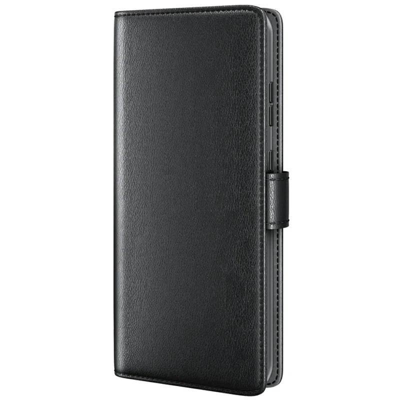 For iPhone 17e / 16e Case Genuine Split Leather Phone Cover with Wallet Stand - Black - 11