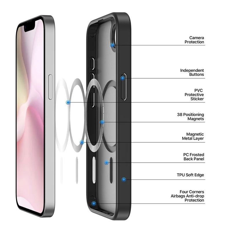 DUX DUCIS For iPhone 17e / 16e Case Yind Series PC+TPU Phone Cover Compatible with MagSafe - Black - 4