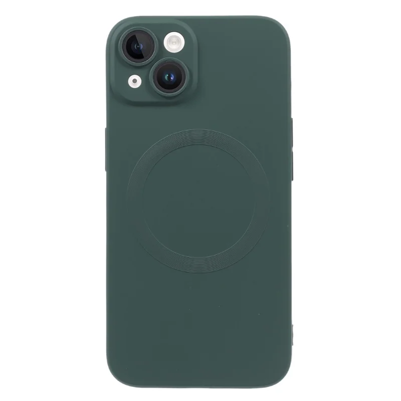 For iPhone 15 Plus Case Compatible with MagSafe Liquid Silicone Phone Cover with Tempered Glass Lens Protector - Green - 1