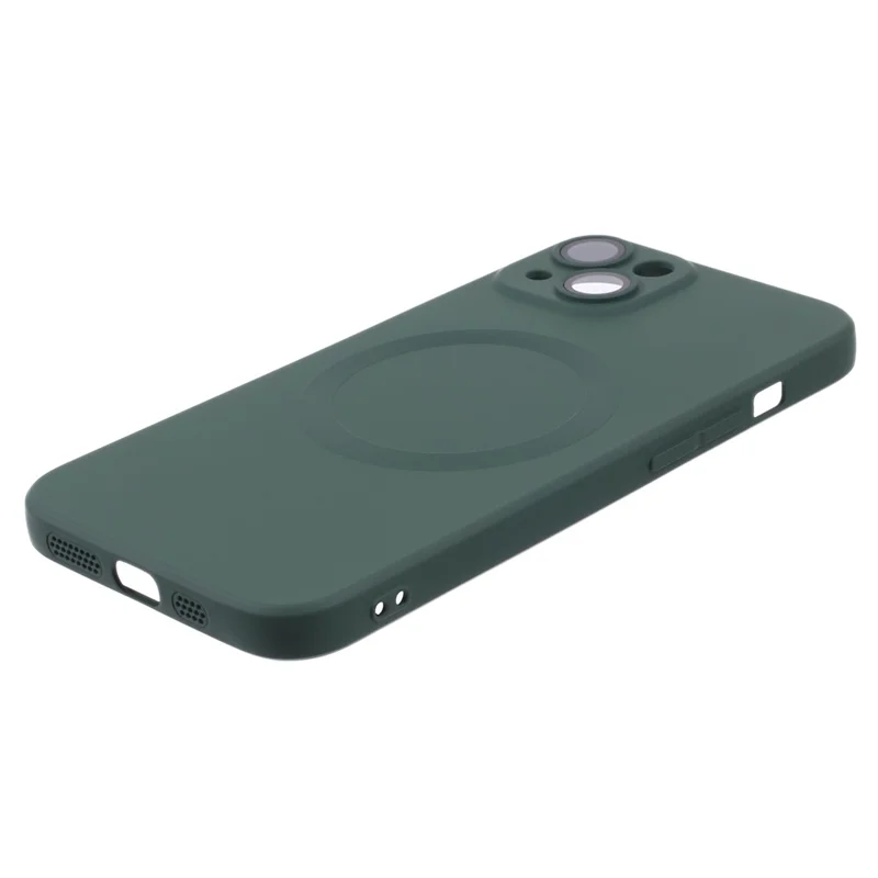 For iPhone 15 Plus Case Compatible with MagSafe Liquid Silicone Phone Cover with Tempered Glass Lens Protector - Green - 3