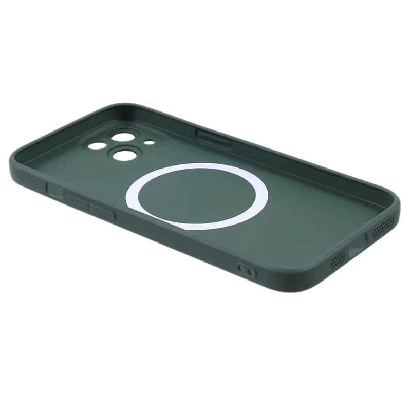 For iPhone 15 Plus Case Compatible with MagSafe Liquid Silicone Phone Cover with Tempered Glass Lens Protector - Green - 4