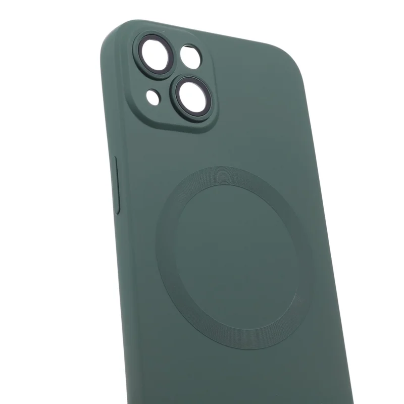 For iPhone 15 Plus Case Compatible with MagSafe Liquid Silicone Phone Cover with Tempered Glass Lens Protector - Green - 5