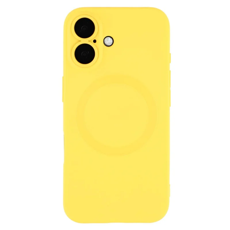 For iPhone 16 Plus Case Compatible with MagSafe Liquid Silicone Phone Cover with Tempered Glass Lens Protector - Yellow - 3
