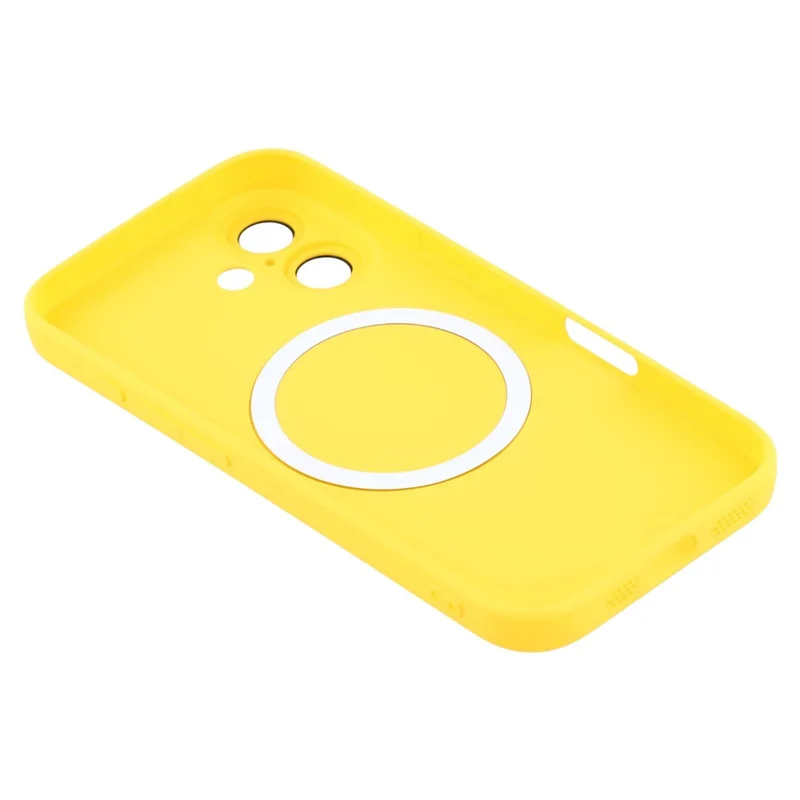 For iPhone 16 Plus Case Compatible with MagSafe Liquid Silicone Phone Cover with Tempered Glass Lens Protector - Yellow - 4