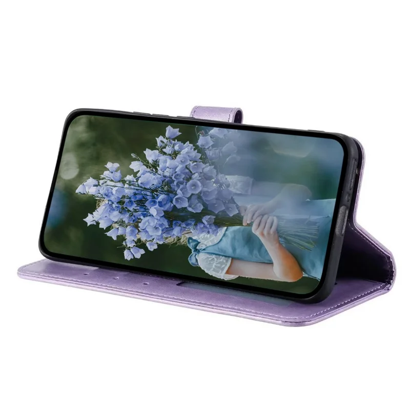 For iPhone 17e / 16e Stand Case Imprinted Totem PU Leather Wallet Phone Cover - Purple - 3