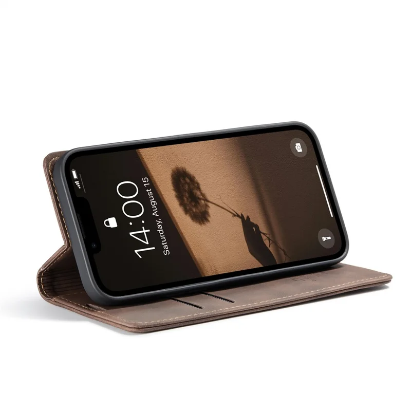 CASEME For iPhone 17e / 16e Wallet Case 013 Series PU Leather Phone Cover Stand - Coffee - 4