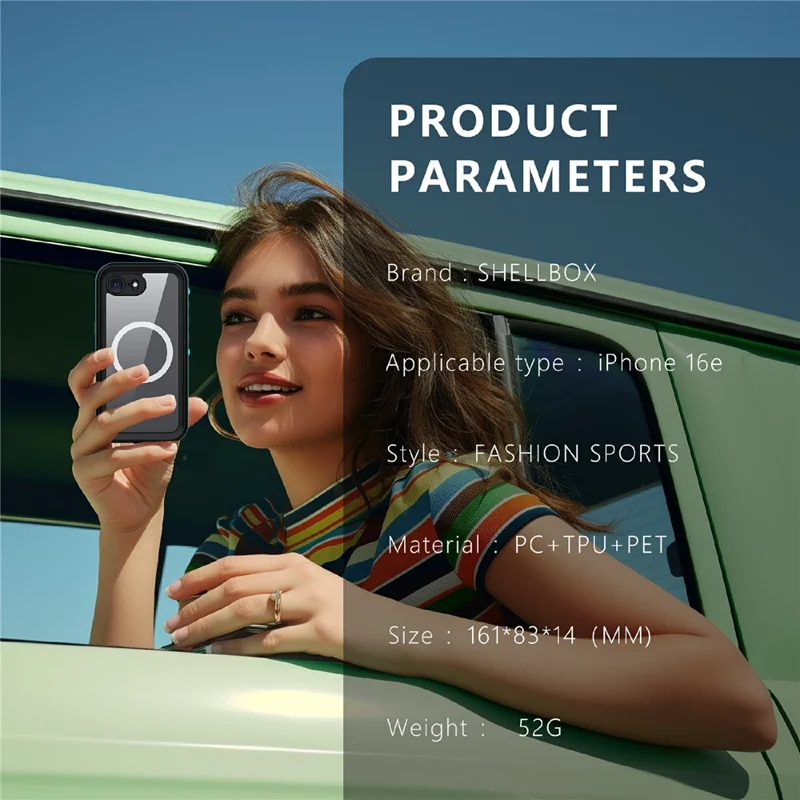 REDPEPPER Dot+ Series For iPhone 17e / 16e Phone Case Compatible with MagSafe IP68 Waterproof Clear Phone Cover - Blue - 12