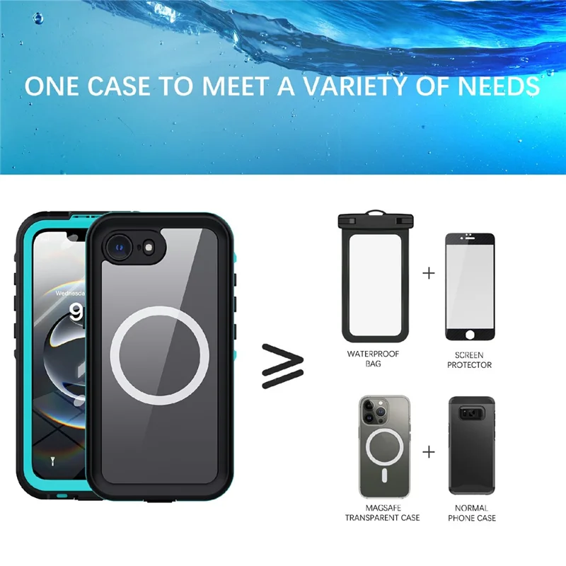REDPEPPER Dot+ Series For iPhone 17e / 16e Phone Case Compatible with MagSafe IP68 Waterproof Clear Phone Cover - Blue - 2