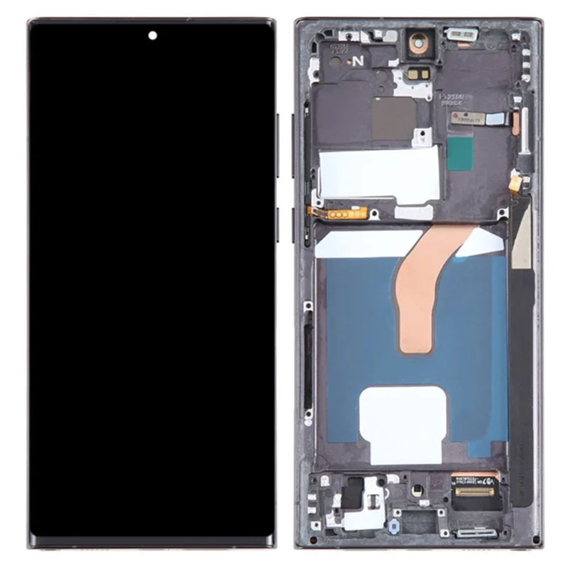 For Samsung Galaxy S22 Ultra 5G S908 Grade C LCD Screen and Digitizer Assembly + Frame Part (TFT) (Without Logo) - Black - 1