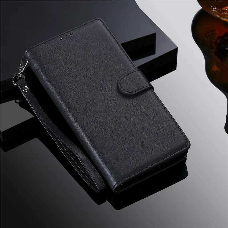 For iPhone 17e / 16e Case 2 in 1 Detachable Magnetic Leather Wallet Mobile Cover with Strap - Black - 10