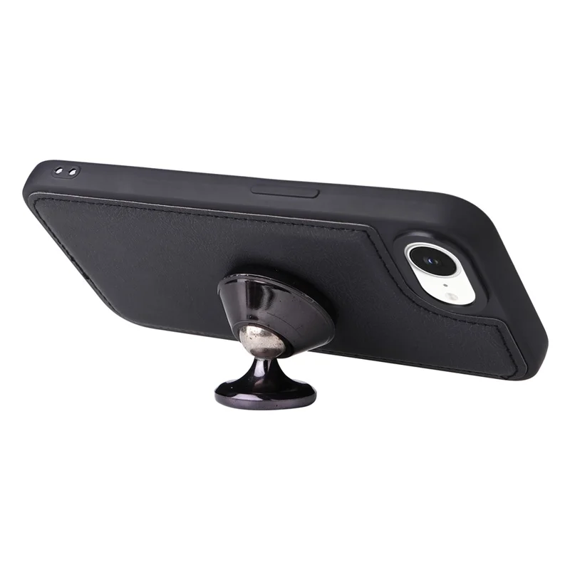 For iPhone 17e / 16e Case 2 in 1 Detachable Magnetic Leather Wallet Mobile Cover with Strap - Black - 4