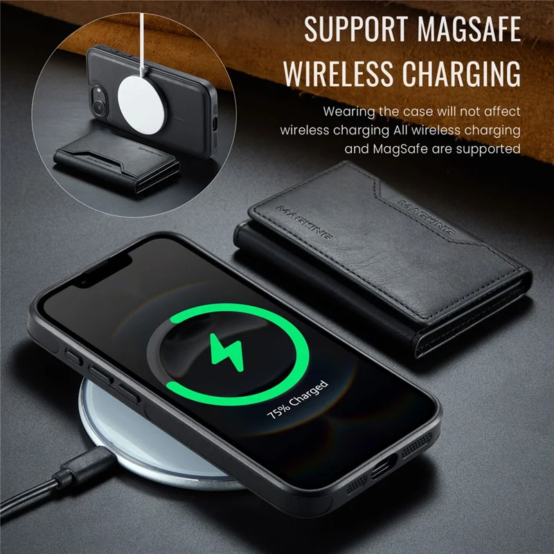 MAGKING K2 Series For iPhone 17e / 16e Case Compatible with MagSafe PC + TPU + PU Phone Cover - Black - 12