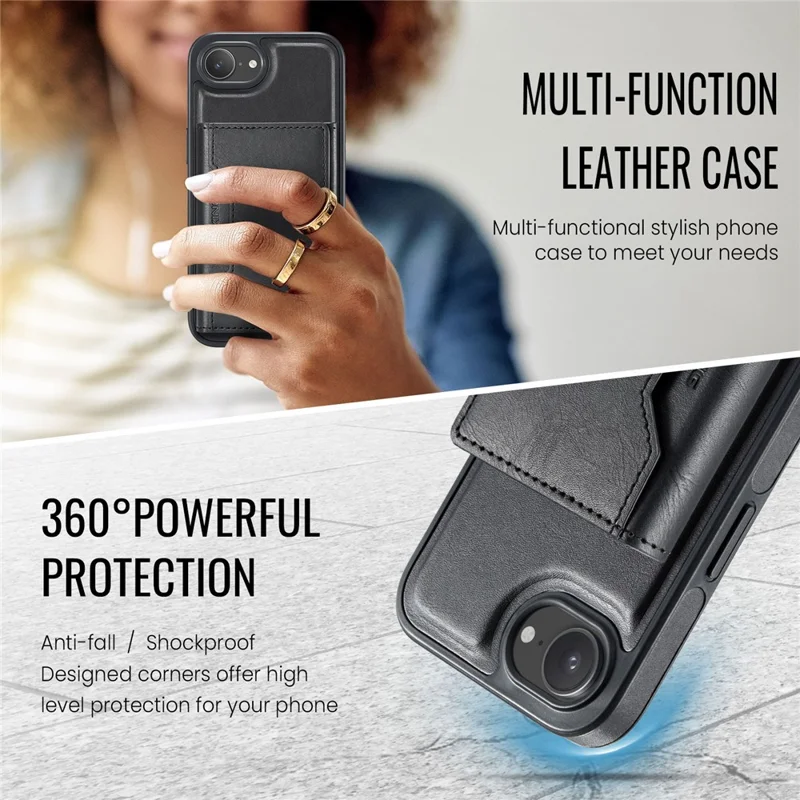 MAGKING K2 Series For iPhone 17e / 16e Case Compatible with MagSafe PC + TPU + PU Phone Cover - Black - 8