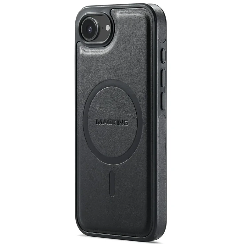 MAGKING K1 Series For iPhone 17e / 16e Magnetic Case PC + TPU + PU Leather Phone Cover - Black - 1