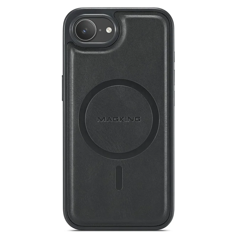 MAGKING K1 Series For iPhone 17e / 16e Magnetic Case PC + TPU + PU Leather Phone Cover - Black - 3