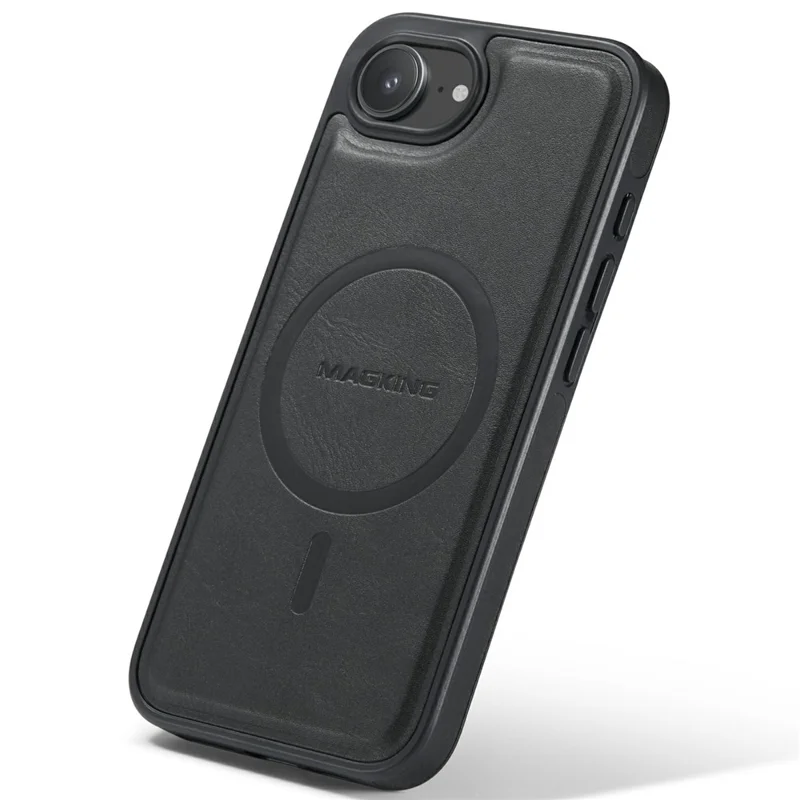 MAGKING K1 Series For iPhone 17e / 16e Magnetic Case PC + TPU + PU Leather Phone Cover - Black - 4