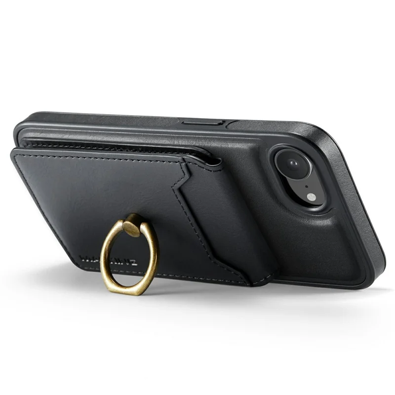 MAGKING K1 Series For iPhone 17e / 16e Magnetic Case PC + TPU + PU Phone Cover with Card Holder - Black - 7