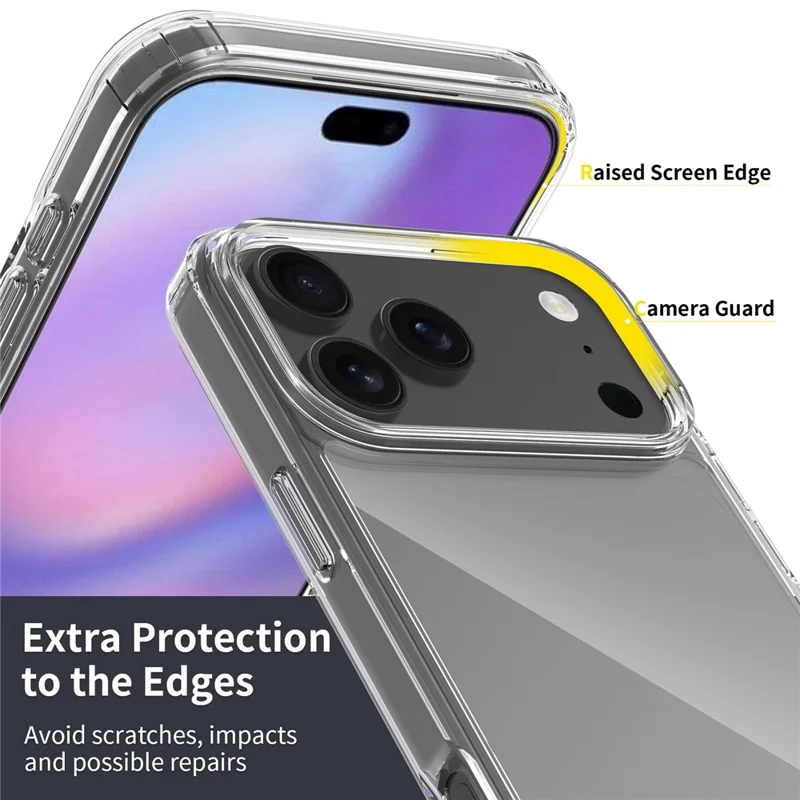 For iPhone 17 Pro Max Clear Case TPU + Acrylic Shockproof Phone Back Cover - 3
