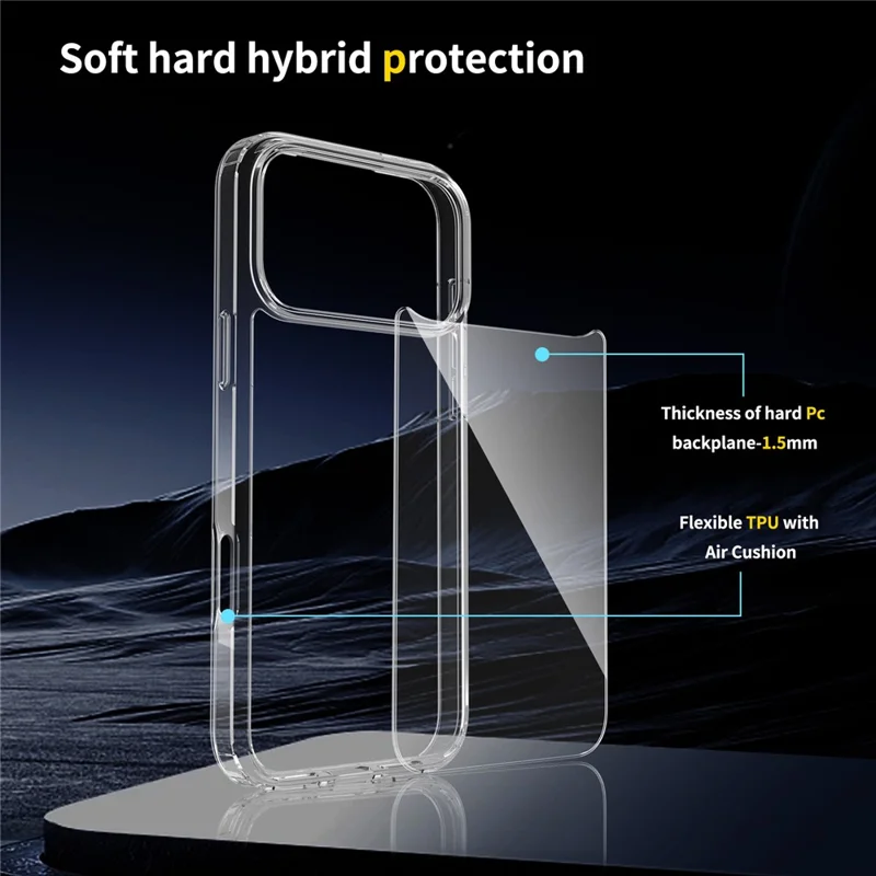 For iPhone 17 Pro Max Clear Case TPU + Acrylic Shockproof Phone Back Cover - 5